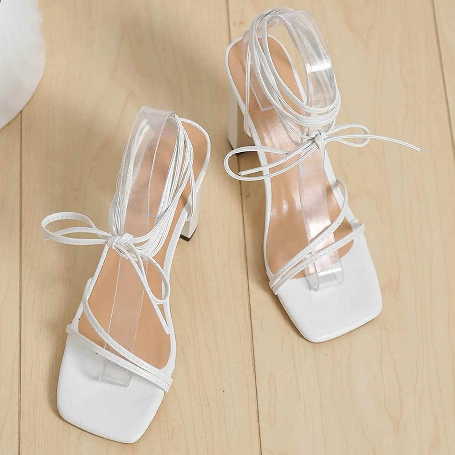 Womens Chunky Heels Strappy Dress Shoes Comfort Block Heeled Sandals Square Toe Summer Sandals Party Shoes