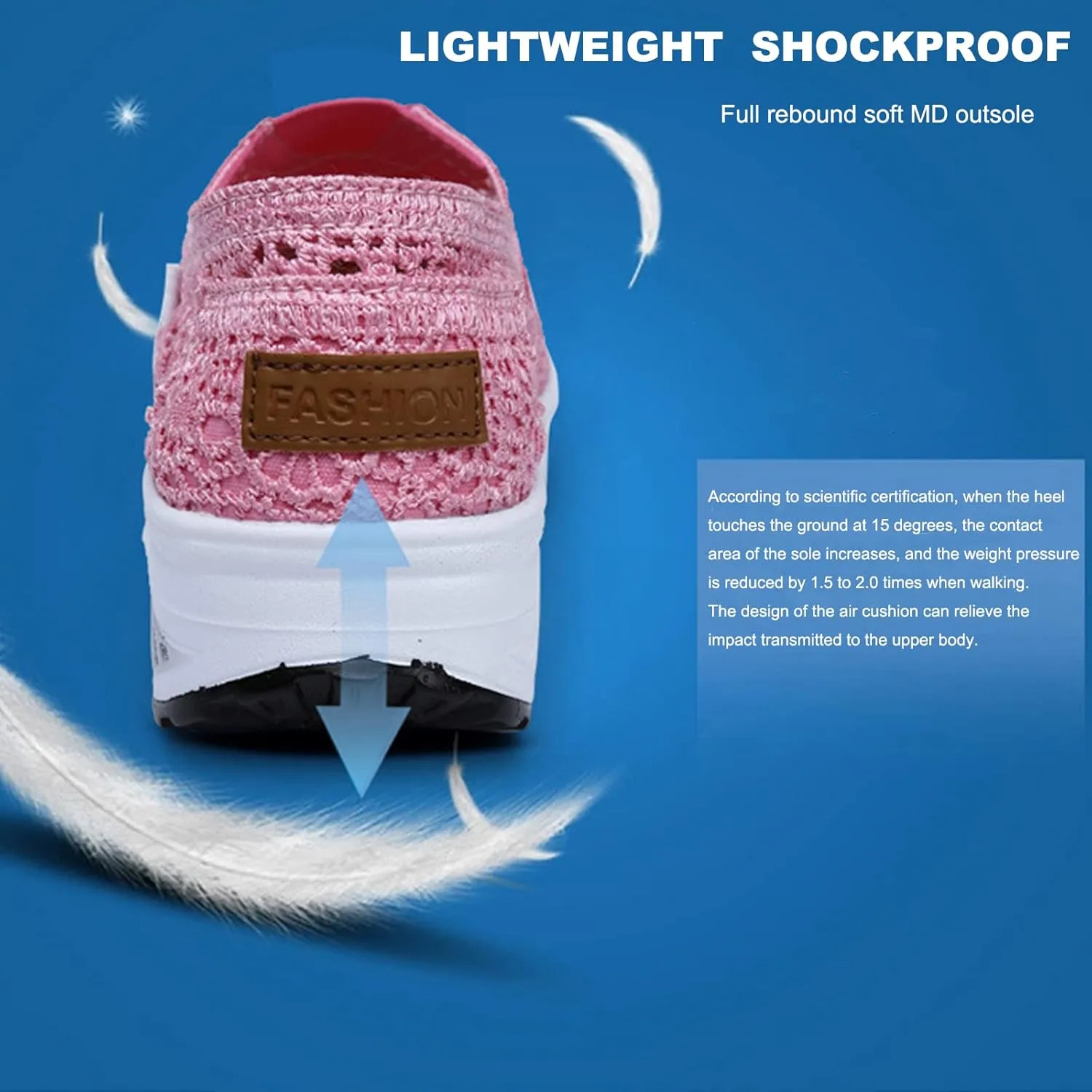 Women's Floral Embroidery Lace Mesh Air Cushion Sneakers,Comfortable Orthopedic Diabetic Walking Toning Shoes Breathable Slip On Platform Loafers Casual Fashion Rocker Shoes
