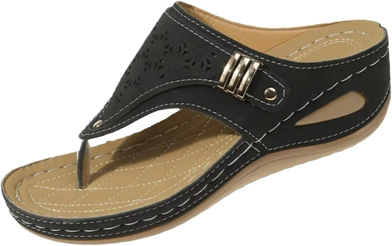 Womens Orthopedic Sandals Breathable Mesh Arch Support Platform Wedges Comfortable Flip Flops Slip on Sandal