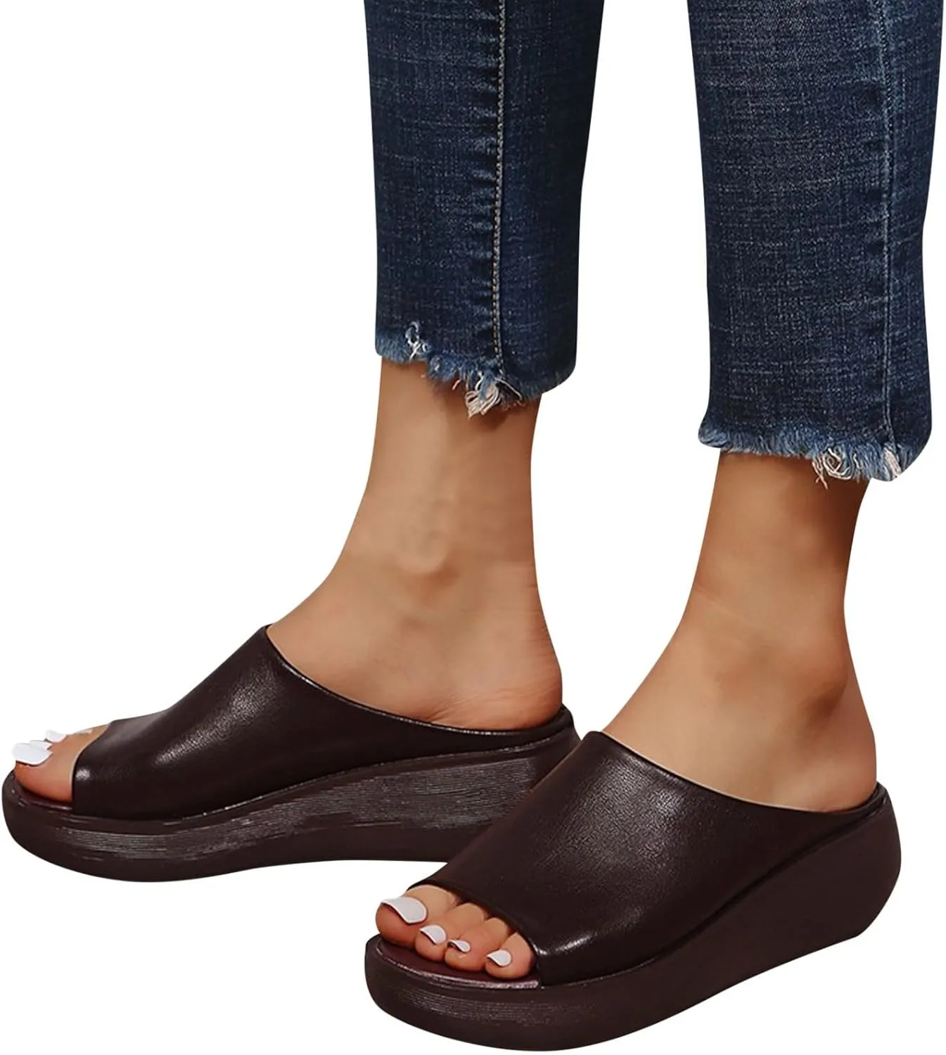 Womens Orthopedic Sandals Summer Comfortable Orthotic Wedges Shoes Platform Arch Support Slip Sandals Beach Walking Slippers Outdoor Slip On Sandal