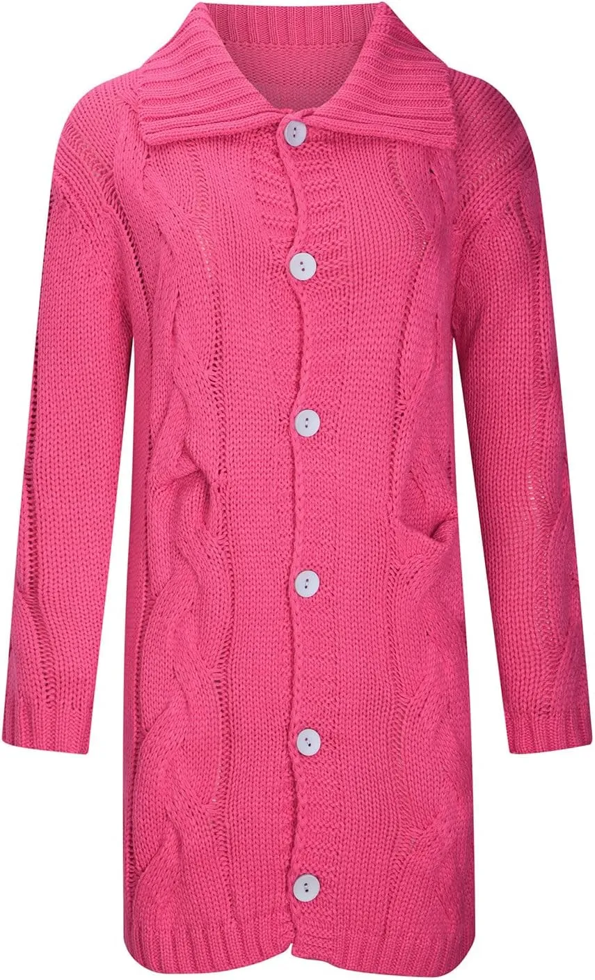 Women's Oversized Open Front Long Sleeve Cardigan Chunky Knit Sweaters Winter Open Front with Pockets Knit Sweater Tops