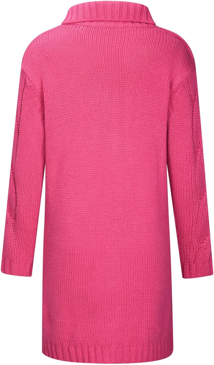 Women's Oversized Open Front Long Sleeve Cardigan Chunky Knit Sweaters Winter Open Front with Pockets Knit Sweater Tops