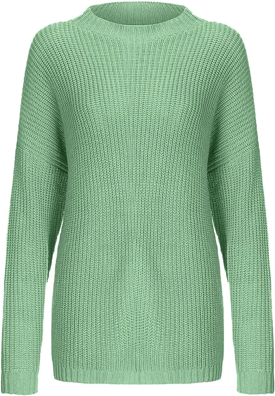 Women's Oversized Sweaters Loose Solid Casual Batwing Sleeve Mock Neck Chunky Knit Pullover Sweater Tops