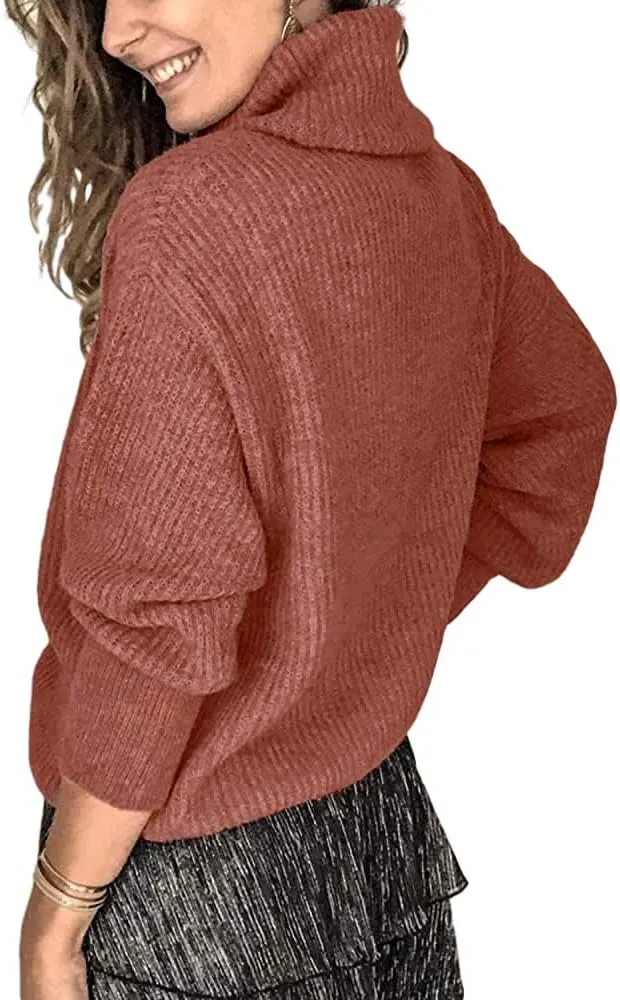 Women's Oversized Turtleneck Chunky Pullover Sweaters Cowl Neck Long Sleeve Winter Slouchy Loose Knit Sweaters