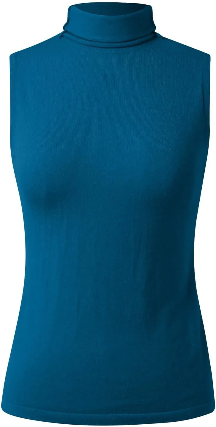 Women's Pile Neck Sleeveless Under A Tight Vest High Neck Thin Base Lacy Top Women