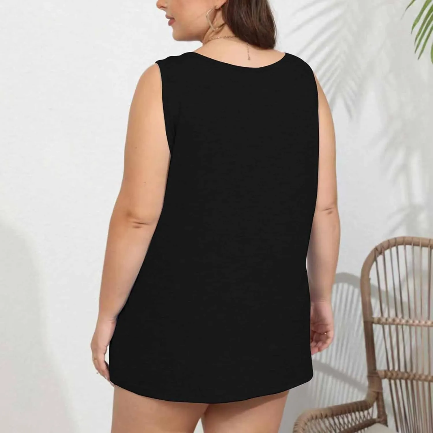 Womens Plus Size Tank Tops Loose Fit Casual Scoop Neck Shirts Flowy Sleeveless Summer Tshirts Ladies Basic Tees