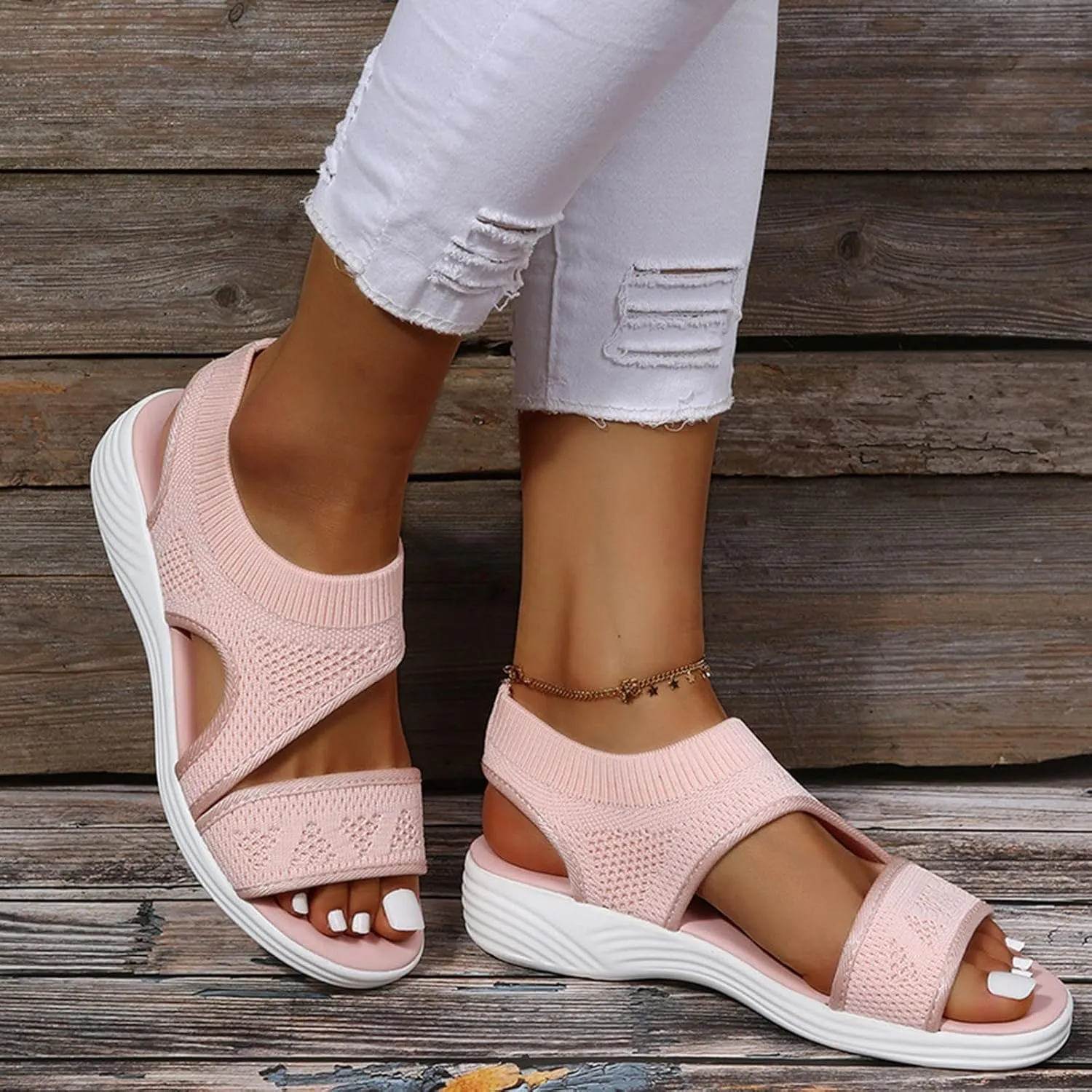 Womens Sandals Comfortable Dressy Walking Platform Ankle Strap Shoes Casual Wedge Sandals with Arch Support Beach Sandals