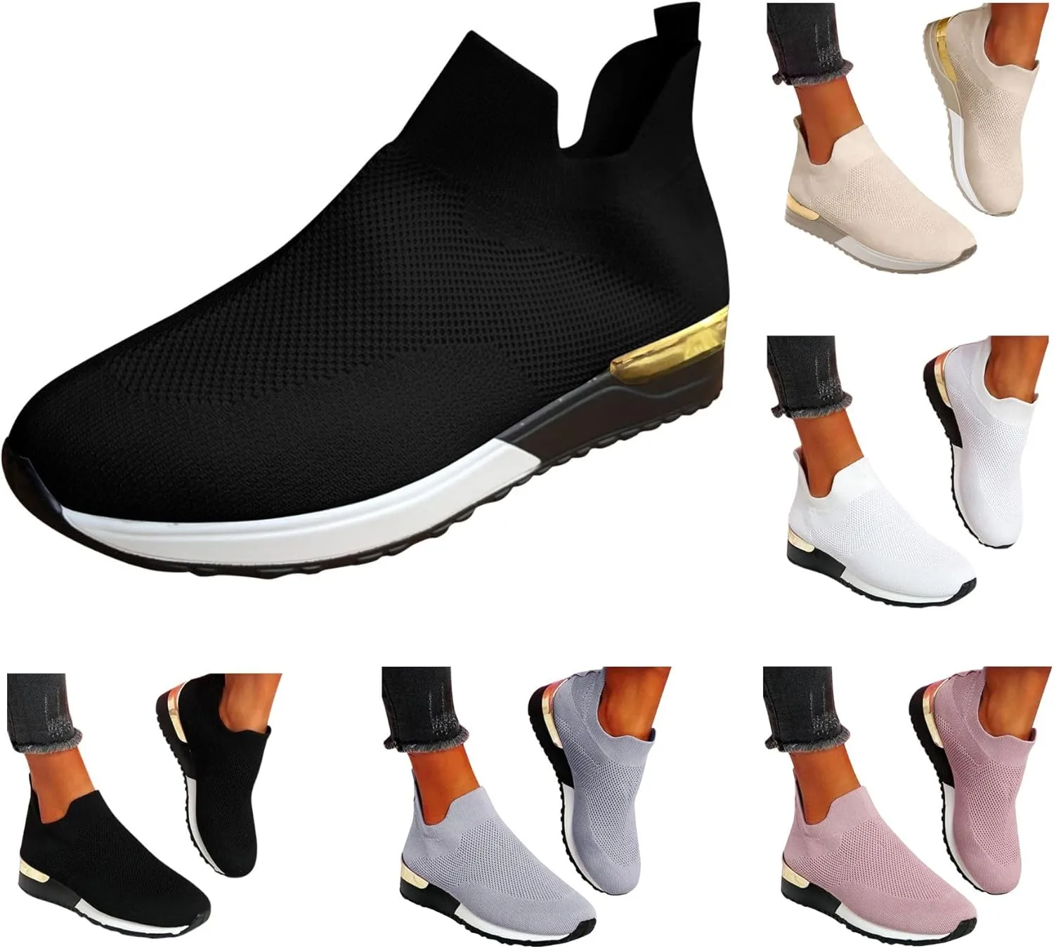 Womens Sneakers Non Slip Work Shoes Women Lightweight Fashion Comfortable Arch Support Tennis Shoes Athletic Work Travel