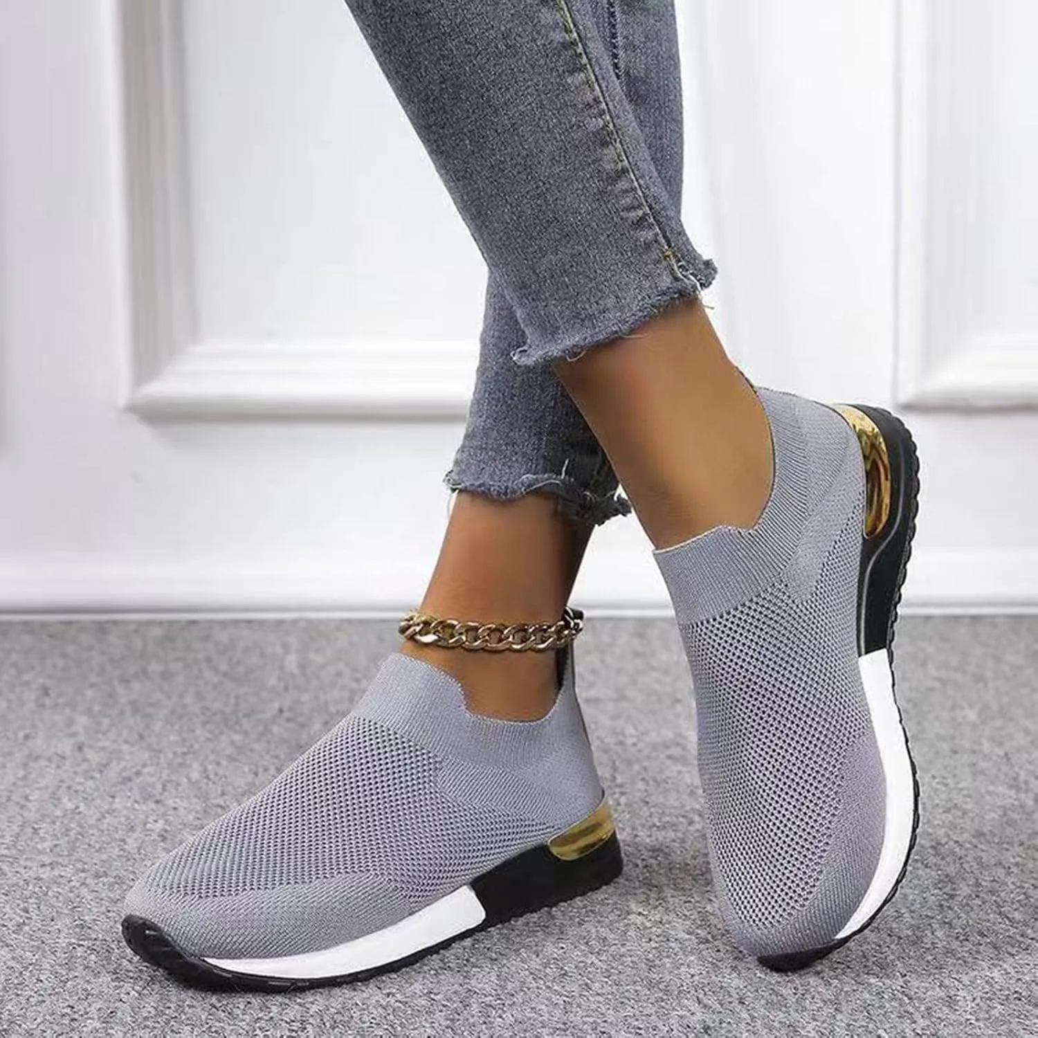 Womens Sneakers Non Slip Work Shoes Women Lightweight Fashion Comfortable Arch Support Tennis Shoes Athletic Work Travel