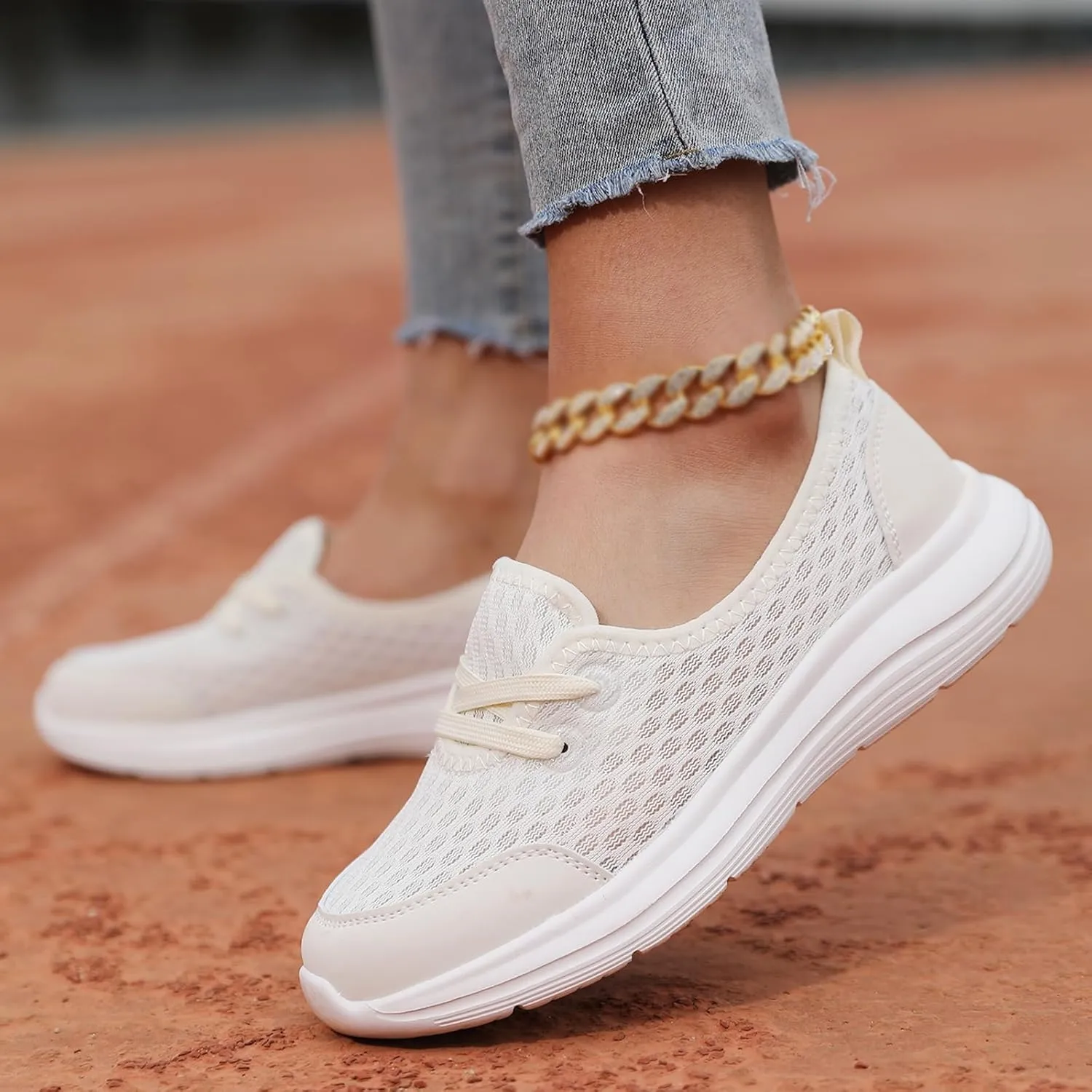 Womens Soft Sole Mesh Comfort Orthopedic Shoes with Arch Support Slip On Walking Running Comfortable Sneakers Low Top Flat Casual Lightweight Breathable Daily Wear Loafers Outdoor Activity Shoes