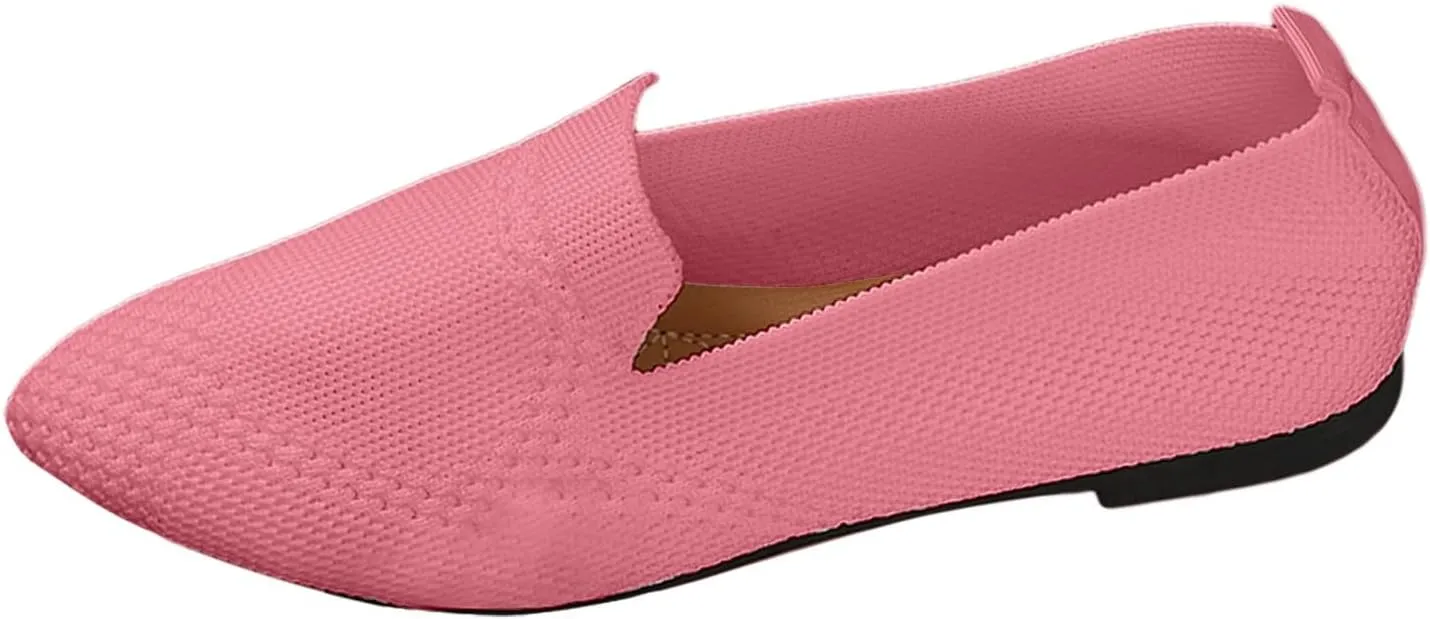 Women's Summer Flat Shoes Fashion Mesh Pointed Toe Breathable Solid Color Casual Shoes Lightweight Dressy Casual Shoes