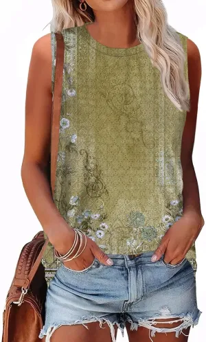 Women's Summer Tank Tops V Neck T Shirts Trendy Sleeveless Basic Tee Loose Fit 2025 Fashion