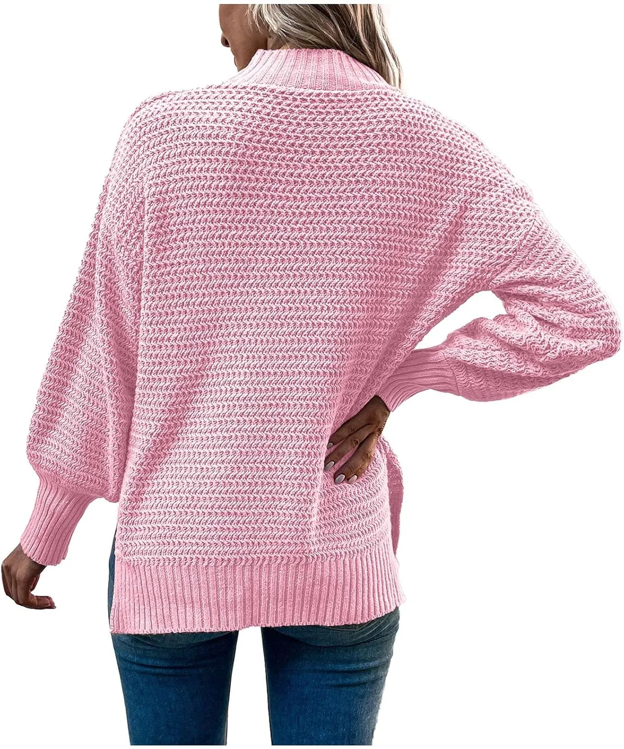 Womens Sweaters Dressy Casual 2024 Oversized Long Sleeve Mock Neck Chunky Knit Pullovers Fall Winter Sweater Tops