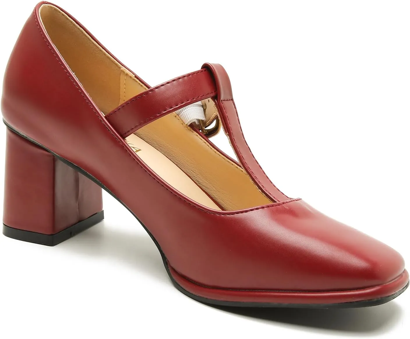Womens T-Strap Vintage Heels Mary Jane Dress Shoes Block Chunky Heels Office Work Pumps
