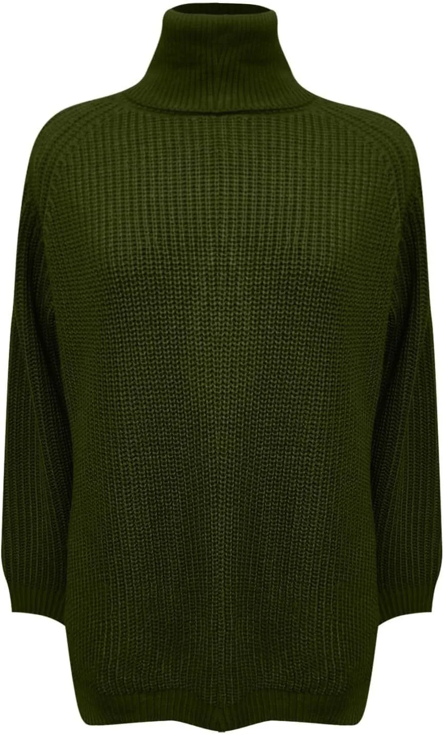 Women's Turtleneck Pullover Sweaters 2024 Slouchy Ribbed Knit Chunky Sweater Fall Winter Soft Classic Tops