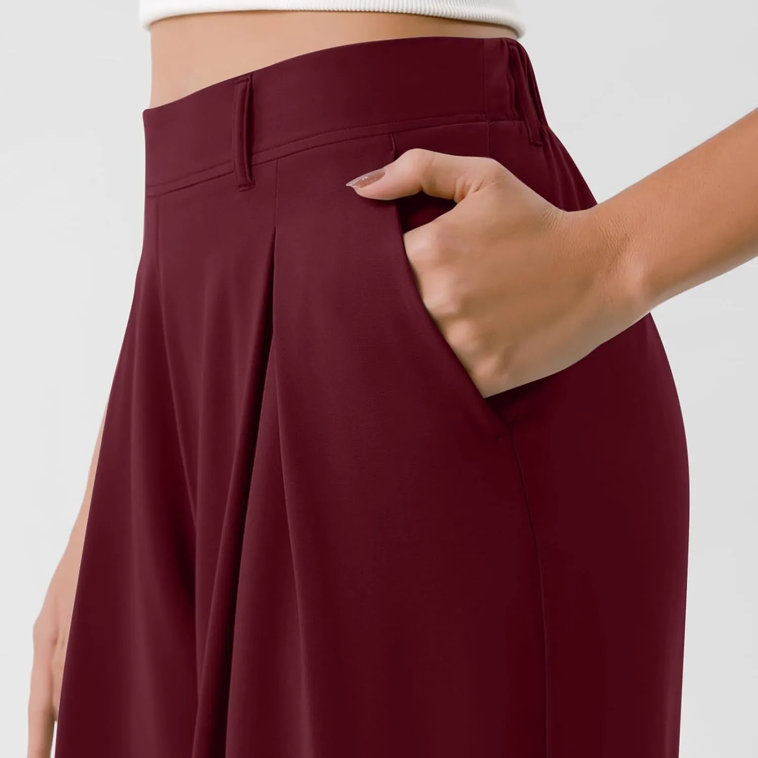 Womens Work Dress Pants 2025 Business Casual Outfits Office Flowy High Waisted Wide Leg Trousers with Pockets