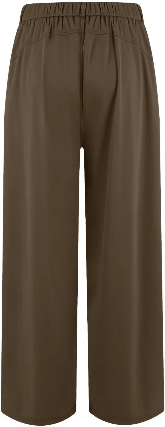 Womens Work Dress Pants 2025 Business Casual Outfits Office Flowy High Waisted Wide Leg Trousers with Pockets