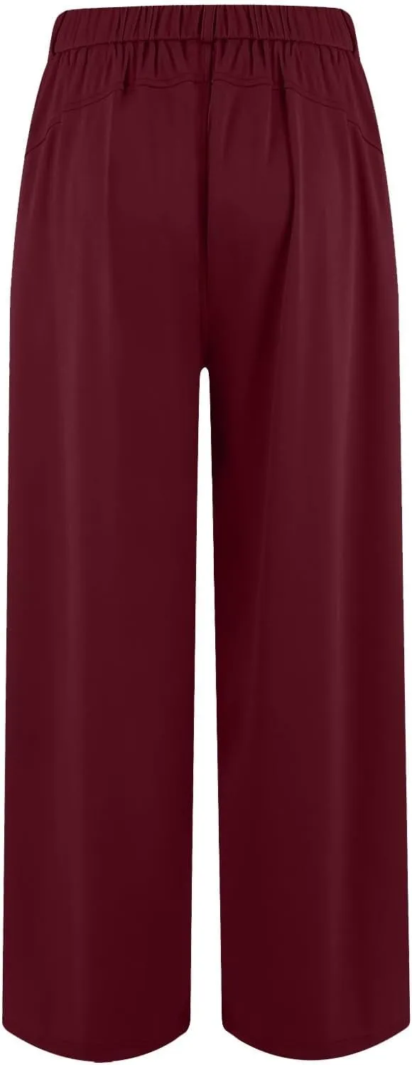 Womens Work Dress Pants 2025 Business Casual Outfits Office Flowy High Waisted Wide Leg Trousers with Pockets