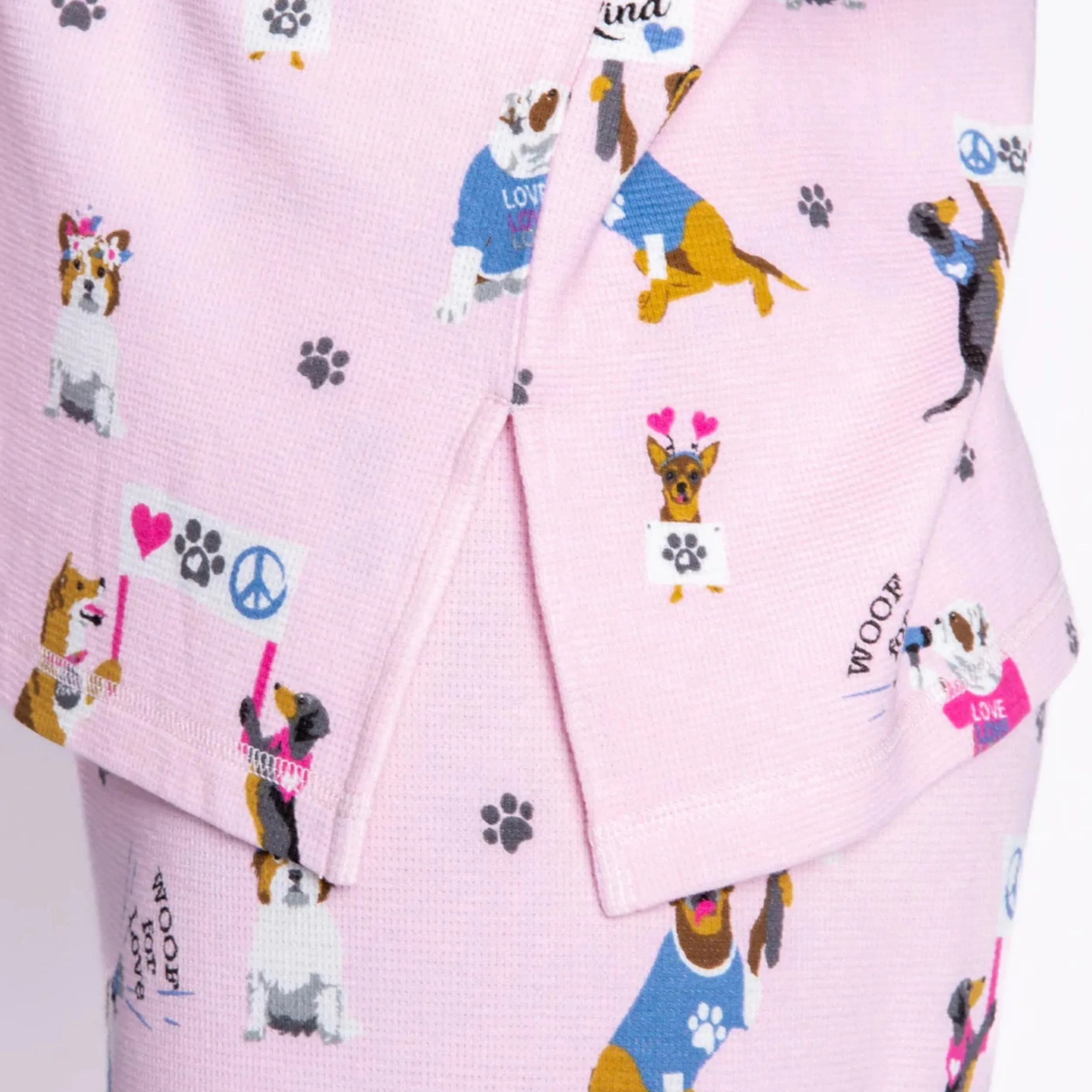 Woof for Love Dog Print Long Sleeve Top (Blush)
