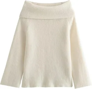 Wyeysyt Womens Off The Shoulder Sweaters Knit Oversized Pullover Sweaters Chunky Long Sleeve Pullover Tops