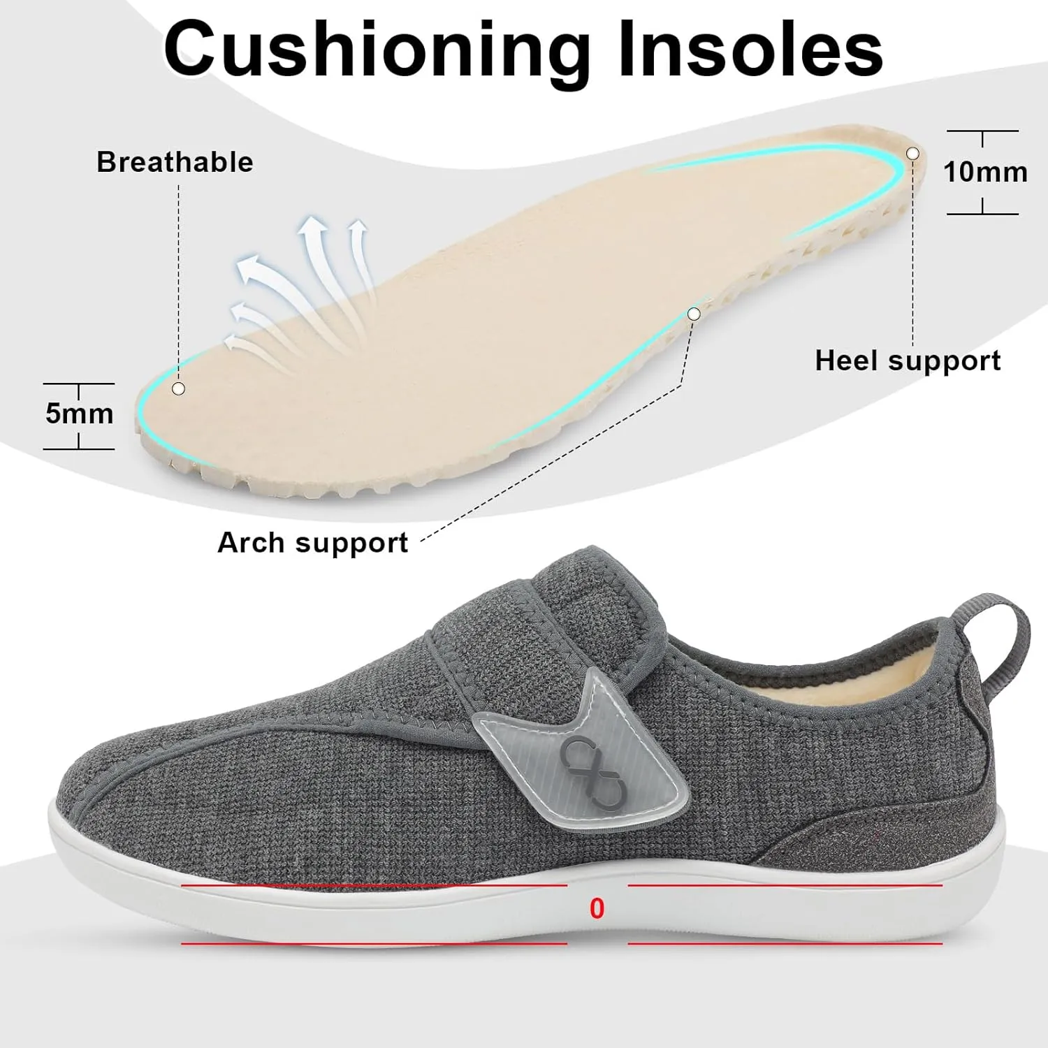 XIHALOOK Womens Slippers Wide Diabetic Shoes with Adjustable Strap for Diabetic Swollen Feet Outdoor Indoor Walking Shoes