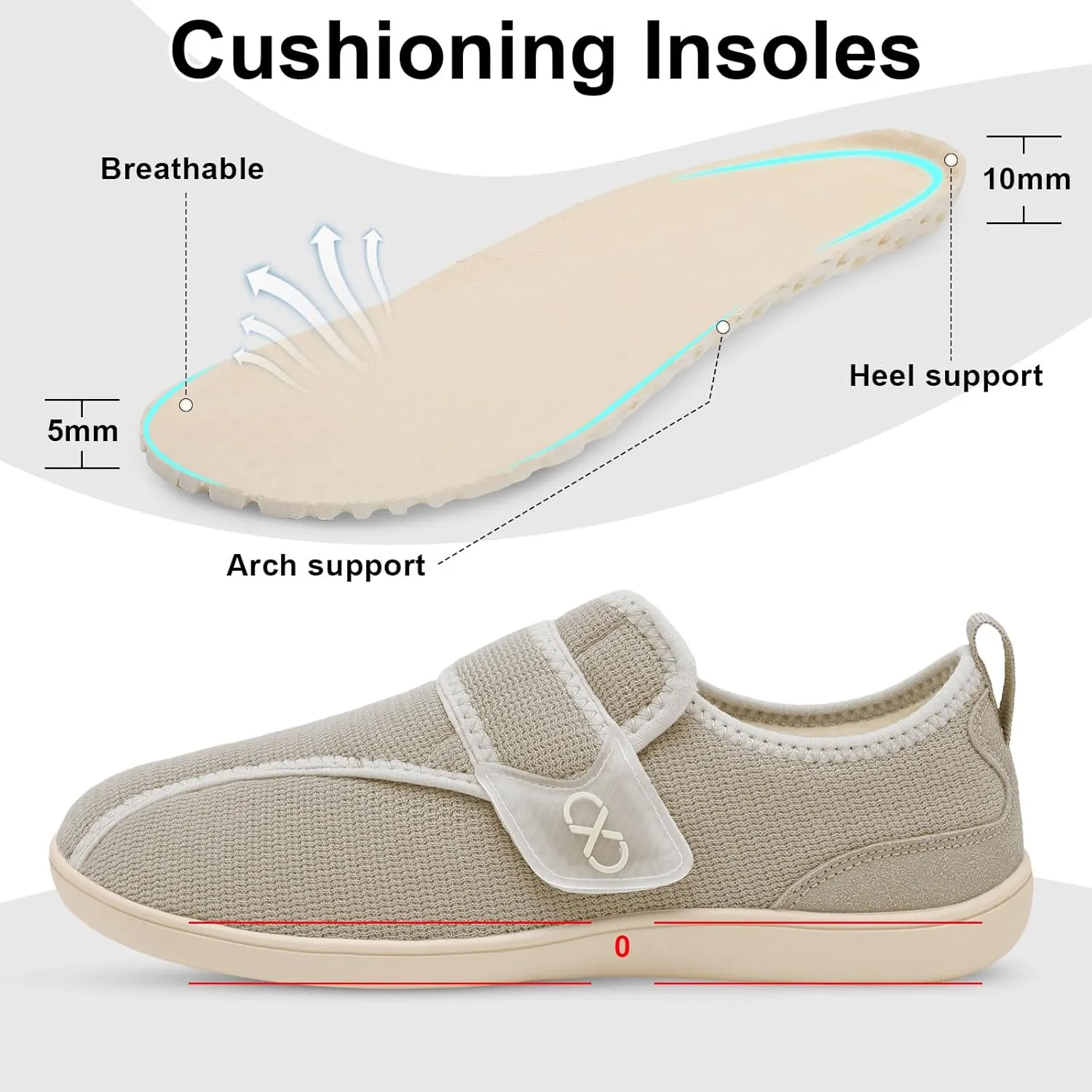 XIHALOOK Womens Slippers Wide Diabetic Shoes with Adjustable Strap for Diabetic Swollen Feet Outdoor Indoor Walking Shoes