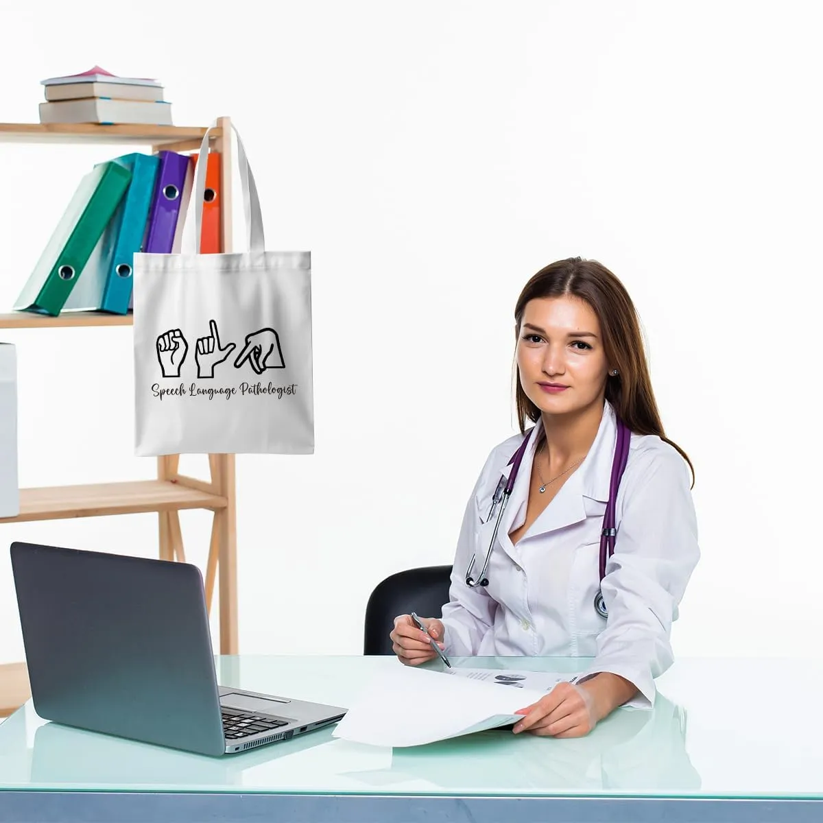 ZHAMEN Speech Therapy Tote Bag SLP Gifts for Speech Language Pathologist Women Teacher Speech Therapist Gift