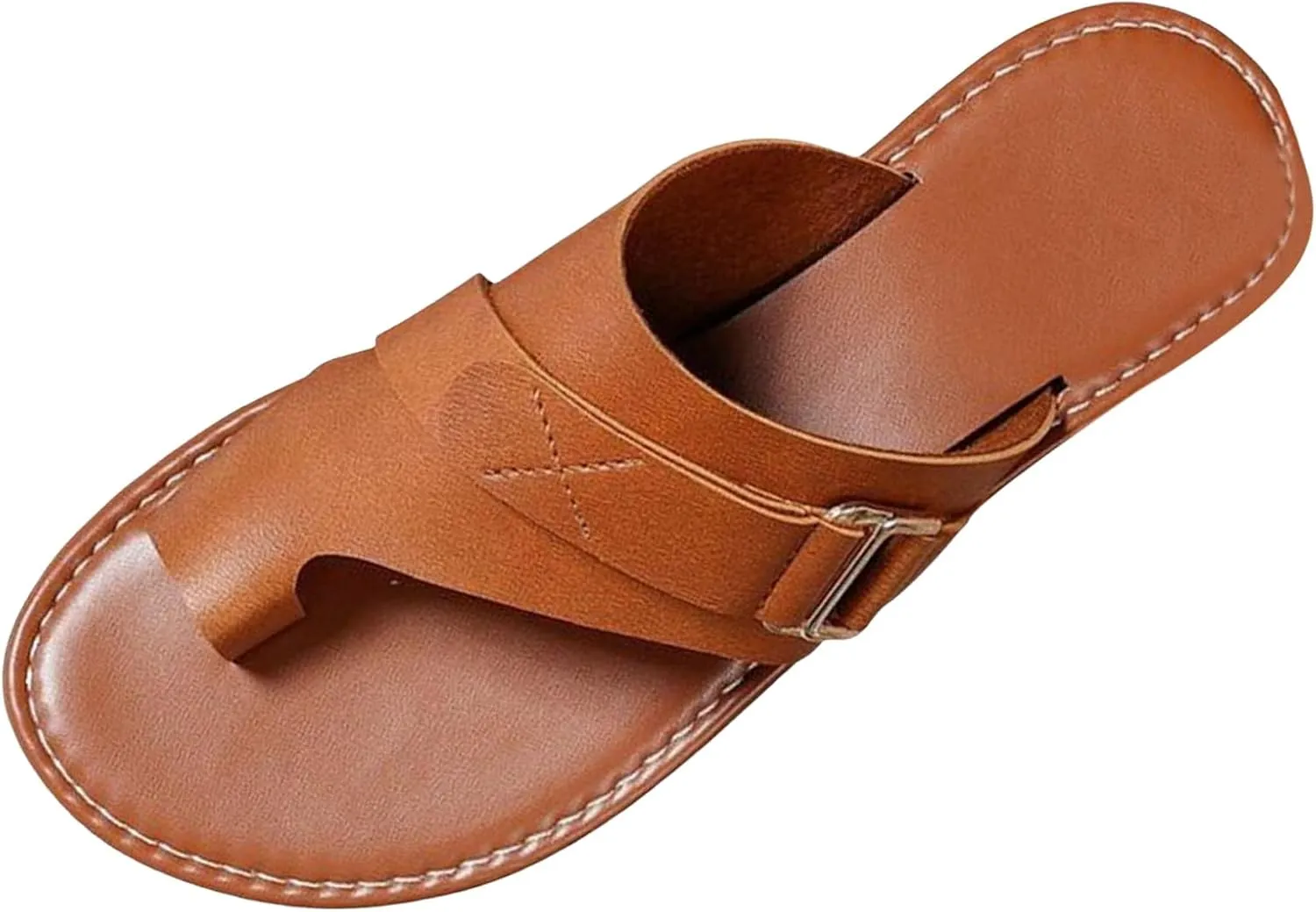 ZWRXW Sandals for Women Leather Thong Sandals Comfortable Orthopedic Sandals Dressy Summer Flip Flops Casual Walking Shoes Non-Slip Slides Flat Sandals
