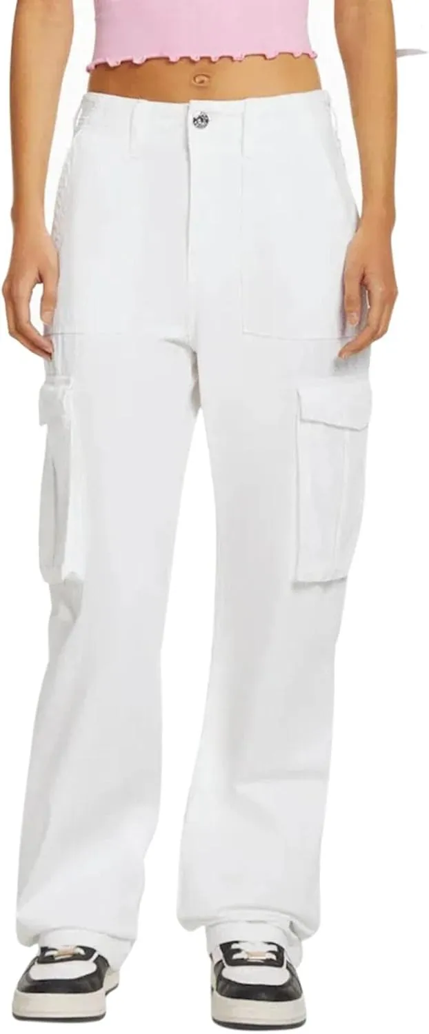 ZYXTIM Plus Size Cargo Pants for Women High Waisted Stretch Hiking Sport Trousers Wide Leg Y2K Streetwear Bottoms with Pocket