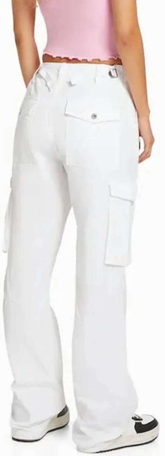 ZYXTIM Plus Size Cargo Pants for Women High Waisted Stretch Hiking Sport Trousers Wide Leg Y2K Streetwear Bottoms with Pocket